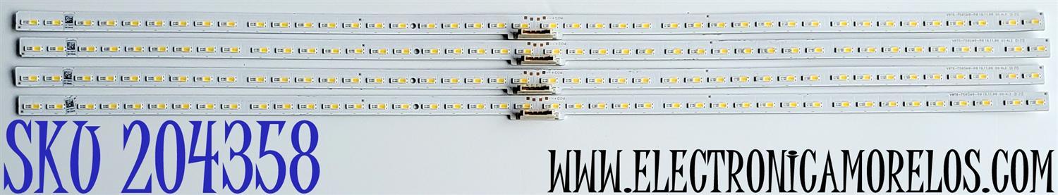 KIT DE LED'S PARA TV SAMUNG ((4 PIEZAS)) / NUMERO DE PARTE BN96-50386A / V0T6-750SM0-R0 / 50386A / V0T6-750SM0-R0 19.11.06 GS-AL2 / PANEL CY-RT075HGHV2H / MODELOS QN75Q70 / QN75Q60 / QN75Q6D / QN75Q7D / QN75Q7DTAFXZA FF02 / HG75TS03 / HG75TS030NFXZA
