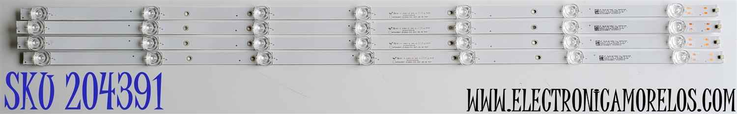 KIT DE LEDS PARA TV VIZIO ORIGINAL 4 PIEZAS / NUMERO DE PARTE HFSX43D07-ZC26AG-01D / HFSX43D07-ZC26AG-02D / 303HX430044D / HX430M12 / PANEL BOEI430WU1 / DISPLAY CC430LV2D / MODELO D43F-J04 - Imagen 1