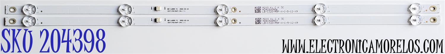 KIT DE LED'S PARA TV ONN ((2 PIEZAS)) / NUMERO DE PARTE MS-L4899 / MS-L4899 V1 / E471763 94V-0 / LB-C320-M5F-X-C-5-12-X9 / MODELO 100012589 ((32'' PULGADAS))