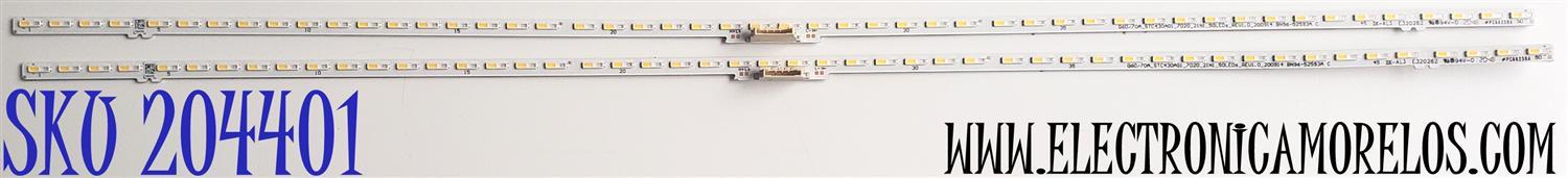KIT DE LED'S PARA TV SAMSUNG ((2 PIEZA)) / NUMERO DE PARTE BN96-52593A / BN9652593A / Q60/70A_STC430AG1_7020_2IN1_50LEDS_REV1.0_200914 BN96-52593A / E320262 / PC66259A / FA54290C / MODELOS QN43Q60 / QE43Q60AW / QN43Q60AAF / HG43Q60AANFXZA