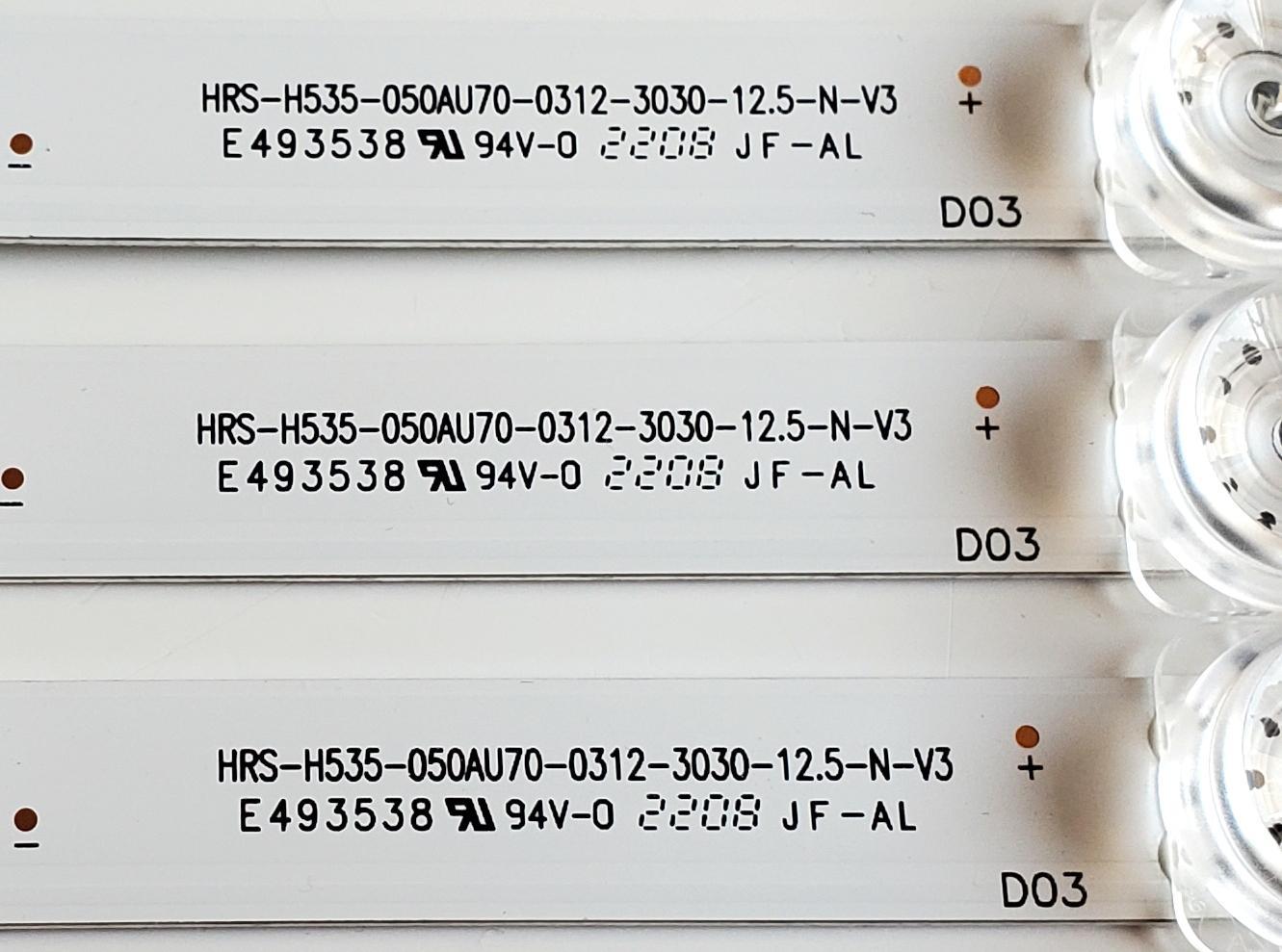 KIT DE LED'S PARA TV SAMSUNG ((3 PIEZAS)) / NUMERO DE PARTE HRS-H535-050AU70-0312-3030-12.5-N-V3 / E493538 / 75.2XN09G001 / L9B7V31W42231 / L9 B7 V31 W4 22 31 / PANEL CY-BA050HGCR1V / UE50AU / UE50AU7100K - Imagen 5
