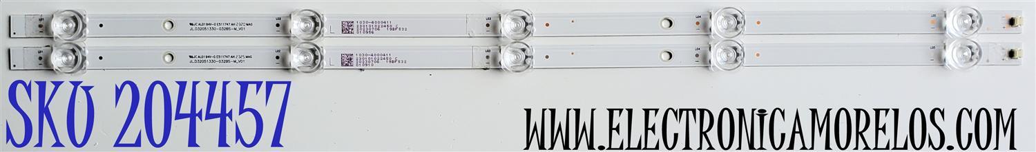 KIT DE LED'S PARA HISENSE ((2 PIEZAS)) / NUMERO DE PARTE JL.D32051330-032BS-M_V01 / 230101022450 C / 1030-4000411 / E511747 / PANEL JHD315H1H61-T0L1B1\S0\GM\ROH / MODELOS 32A4KV / 32A3G