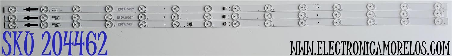 KIT DE LED'S PARA HISENSE ((3 PIEZAS)) / NUMERO DE PARTE 50D6100 / 50HR332M14A1 V0 / 50HR332M14B1 V0 / 14*2 A -B02 / 14*1 B -B02 / 50HR332M14 / MODELO 50''
