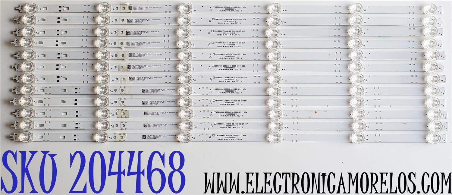 KIT DE LED'S PARA ONN ((12 PIEZAS)) / NUMERO DE PARTE LED65D06A-ZC56AG-08 / LED65D06A-ZC56AG-08 / 30365006013 / 65000M46S / E331251 / 201226AB06 / PANEL 65'' / MODELO 100012587 ((65 PULGADAS))