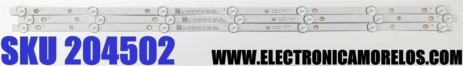 KIT DE LED'S PARA TV EVL ((3 PIEZAS)) / NUMERO DE PARTE MS-L4033 V1 / E309772 / 1.3.10700000247 / MS-L4033 / MODELO 40EVLSM