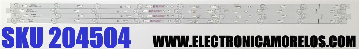KIT DE LED'S PARA TV PHILIPS / JVC / HKPRO ((4 PIEZAS)) / NUMERO DE PARTE 50HR332M09A5 V0 / 50D1200 / 4C-LB500T-HR9C / E493461 / 50D1200 PD 9*4 / LL7RC3R2C / 50HR332M09A5 / MODELOS 50PFL5765/F8 / SI50UR / HKP50UHD1