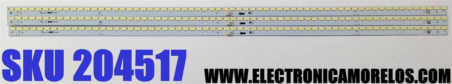 KIT DE LED'S PARA TV SHARP ((3 PIEZAS)) / NUMERO DE PARTE 5238ZZ / RUNTK5238TPZZ / E162061 / MODELOS LC-70LE550U / LC-70LE600U / LC-70LE640U / LC-70LE650U / LC-70SQ15U / KDL-70R550A / E701I-A3 LFTRNXBP / E701I-A3 LFTRNXDQ / E701I-A3E LFTRNXCP