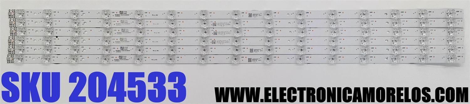 KIT DE LED'S PARA TV HISENSE QLED ((6 PIEZAS)) / NUMERO DE PARTE LB75032.0 / HD750H1U72-T0LGK1+2023061301+LB75032.0 / HD750H1U72-T0LGK1 / 2023061301 / 1315410 / E493461 / HBH-H2 / PANEL HD750H1U72-T0LFK1 / DISPLAY HV750QUB-F91 / MODELOS 75QD6N / 75A76K / 75A65K