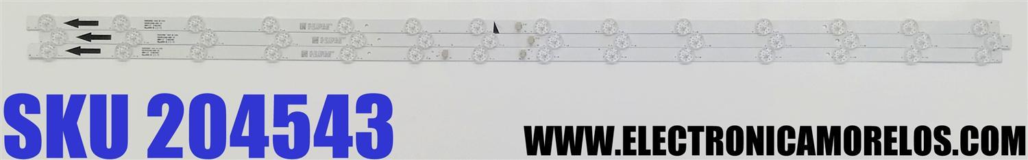 KIT DE LED'S PARA TV DAEWOO ((3 PIEZAS)) / NUMERO DE PARTE 50HR332M14A0 V2 / 50HR332M14B0 V2 / 4C-LB500T-HRGBC / 50D2000 / 50D2000 14*1 A-C04 / 50D2000 14*2 B-C04 / LN2B10R2B / PANEL LVU500CHDX E0504 / DISPLAY CV500U5-T02 REV:01 / MODELO DAW50UR
