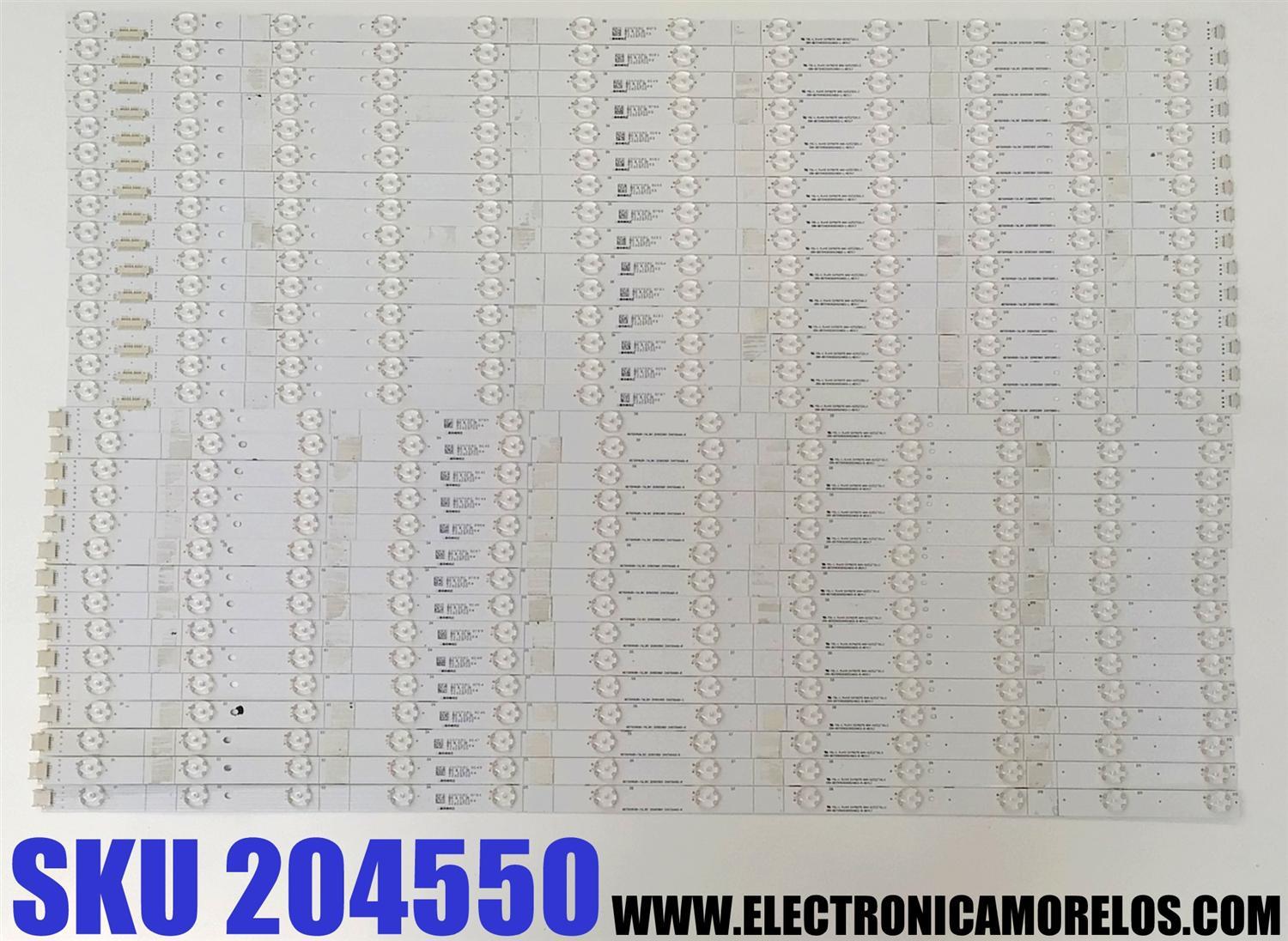 KIT DE LED'S PARA TV HISENSE ((30 PIEZAS)) / NUMERO DE PARTE CRH-BX75V6303015249CG-L-REV1.7 / CRH-BX75V6303015249CG-R-REV1.7 / 1230253 / 1230254 / SVH75065-L / SVH75065-R / HD750V6U81-TAL3K1 / SVH75065-L / SVH75065-R / ST7461D01-6 VER.2.1 / MODELO 75H8G