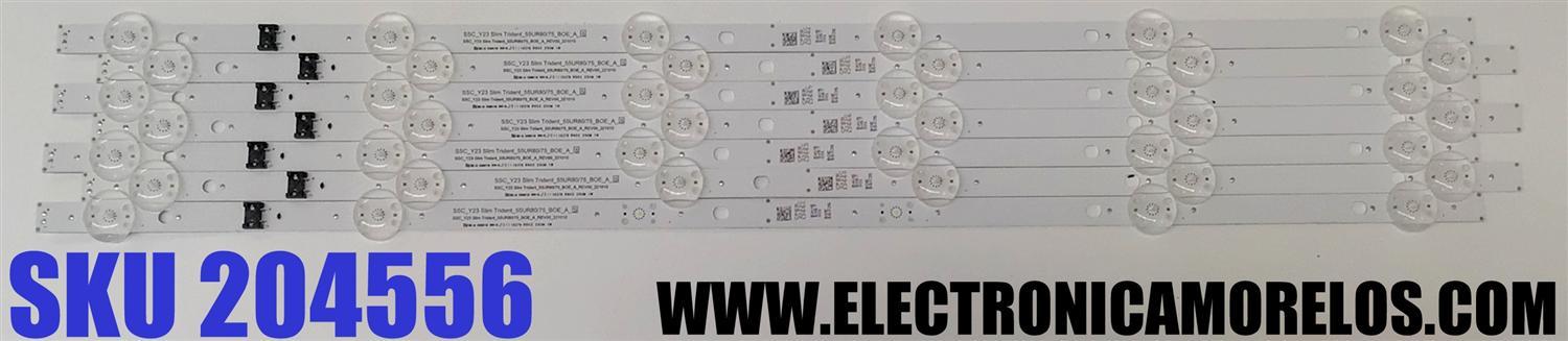KIT DE LEDS ORIGINAL PARA TV LG 7 PIEZAS / NUMERO DE PARTE EAV65057001 / SSC_Y23 SLIM TRIDENT_55UR80/75_BOE_A_S / SSC_Y23 SLIM TRIDENT_55UR80/75_BOE_A_REV00_221010 / BOE 550J5 / PANEL NC550TQG / MODELOS 55UR7800PSB / 55UR8000AUA