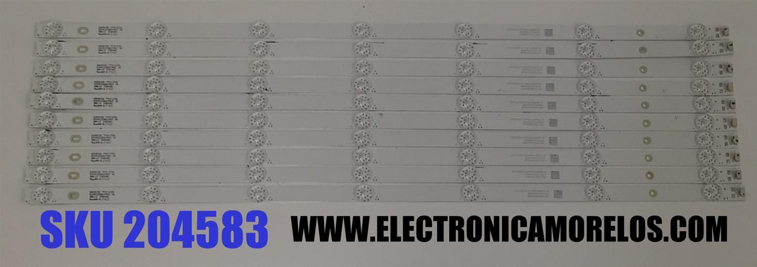 KIT LEDS PARA TV PHILIPS ORIGINAL 10 PIEZAS / NUMERO DE PARTE 65HR332M07N01 / 65HR332M07N01 V0 / 65D6100 / 4L-ZX065T-HR015X / PANEL LVU650CSDX E0365 / DISPLAY ST6451D06-03 VER.2.1 / MODELO 65PUL7973/F7