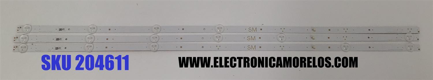 KIT DE LED´S PARA TV SONY 3 PIEZAS ORIGINALES / NUMERO DE PARTE LM41-00684A / L3_PTT_SM_D3_FAP_S7_R1.1_S7J_1.0_LM41-00684A / C239C-02 / C239C-22 / A4U040 / PANEL HV430FHB-N1K / MODELO KDL-43W660G / KDL43W660G