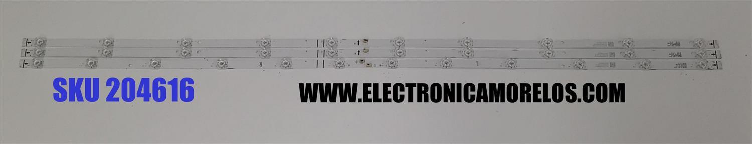 KIT DE LEDS PARA TV TCL ORIGINAL 3 PIEZAS / NUMERO DE PARTE  50HR332M12B1 / 50HR332M10A1 / 50HR332M12B1 V3 / 50HR332M10A1 V3 / 50HR332M12B1 V2 / 50HR332M10A1 V2 / PANEL LVU500NDJL / DISPLAY CV500U2-L02 REV:02 / MODELO 50S551G