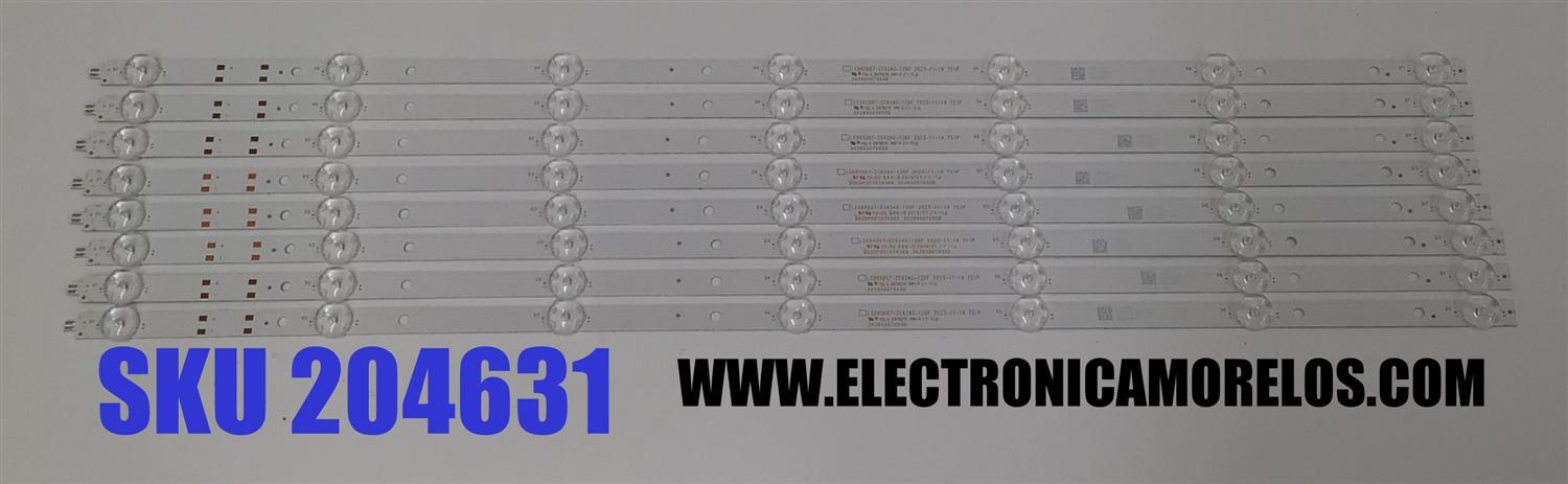 KIT DE LEDS PARA TV ONN ORIGINAL 8 PIEZAS / NUMERO DE PARTE 30365007055D / LED65D07-ZC62AG-12DF / B005P00107406A / 6500097S / 240524BF03 / MODELO 100012587 65 PULGADAS