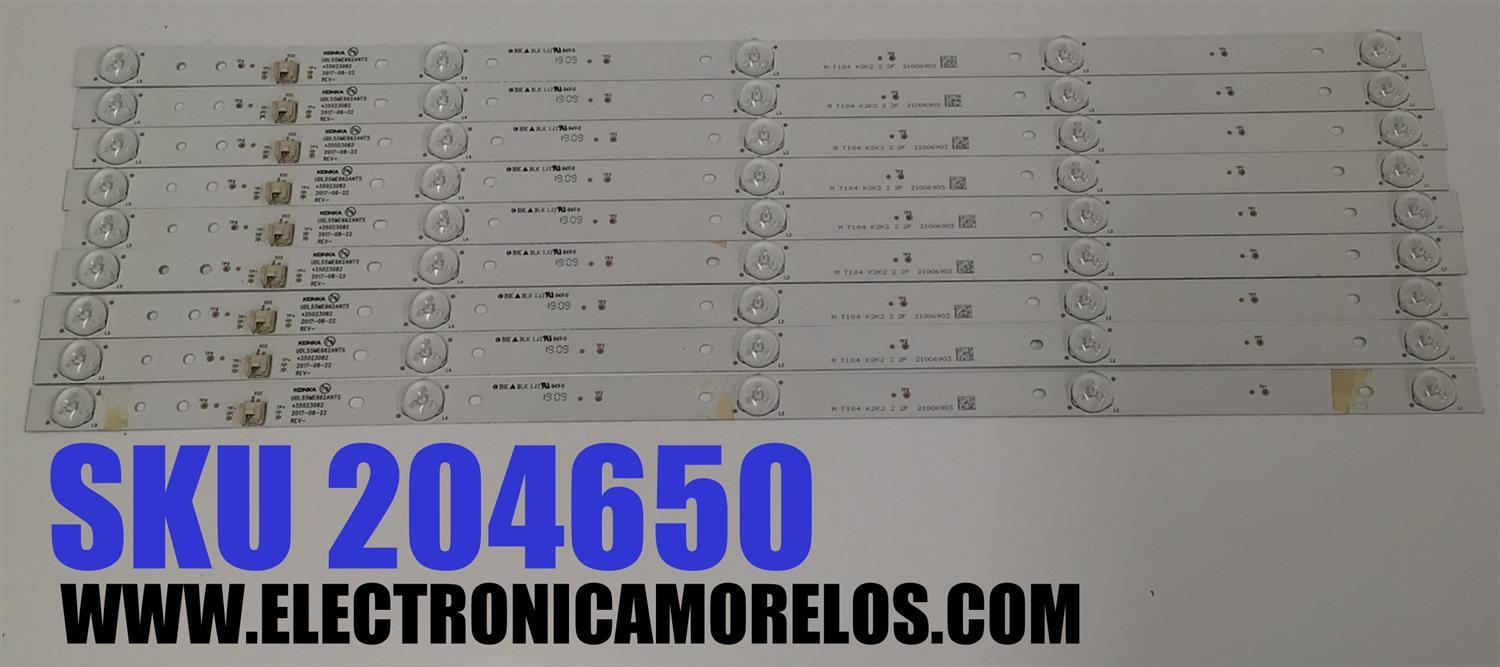 KIT DE LEDS PARA TV KONKA ORIGINAL 9 PIEZAS / NUMERO DE PARTE UDL55ME662ANTS / 35023082 / BK BLK LJ2 / 21006903 / MODELO LED55K7200 / LED55K5500