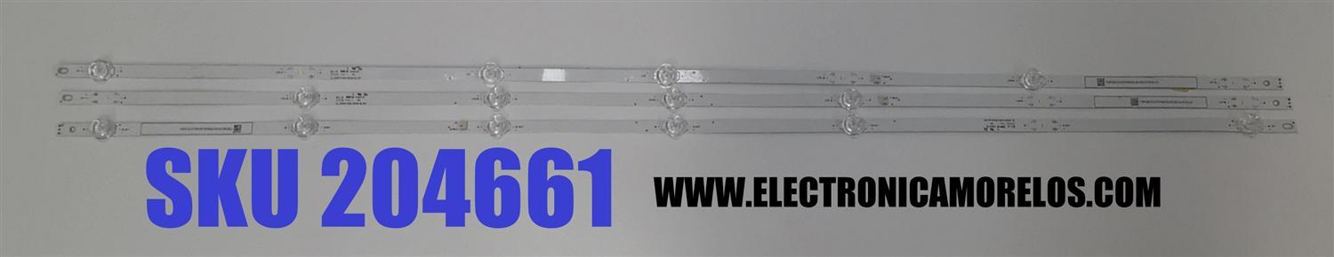 KIT DE LEDS PARA TV VIZIO ORIGINAL 3 PIEZAS / NUMERO DE PARTE JL.D50071330-202AS-M / JL.D50071330-202AS-M_V01 / F8P0B000037HAUXLB00ES3Y50CRV / F8P0B000037HAUXLB00ES3Y50CS3 / F8P0B000037HAUXLB00ES3Y50CS4 / PANEL V500DJ7-E03 / MODELO V4K50M-0809