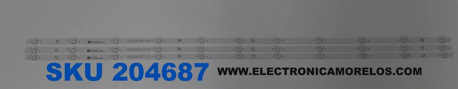 KIT DE LEDS PARA TV WESTINGHOUSE ORIGINAL 3 PIEZAS / NUMERO DE PARTE 261501016660 / 06-2-50N1-3X11-974X12-EMC-0D35-0.8T-V0-220414 / 230101030310 / YF-K0L3M03NM30 / PANEL HK500WLEDM / DISPLAY PT500GT05-2 / MODELO WR50UT4212