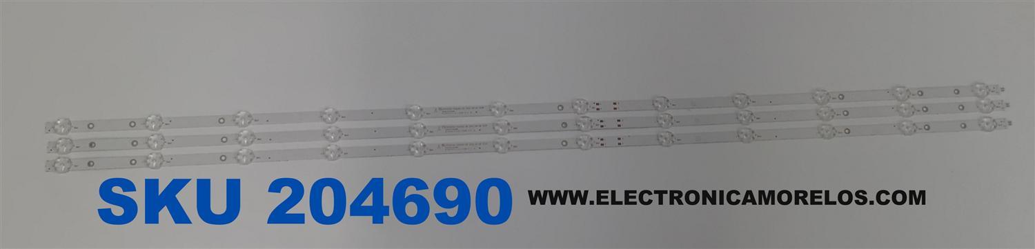 KIT DE LEDS PARA TV ONN ORIGINAL 3 PIEZAS / NUMERO DE PARTE 30355012008D / LED55D12A-ZC62AG-11D / 240416AB12 / 5500M015 / DISPLAY ST5461D18-2 / MODELO 100012586 55"