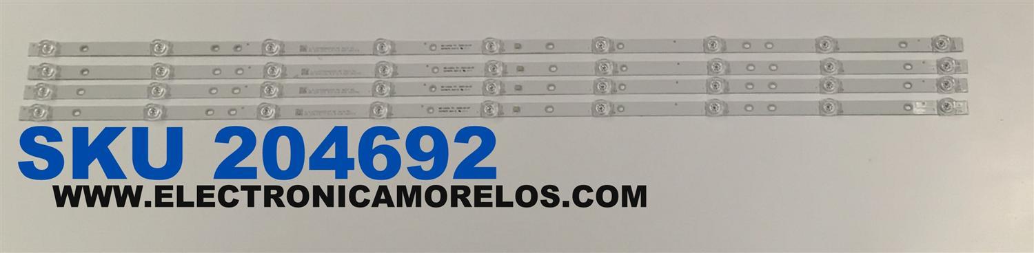 KIT DE LEDS PARA TV AKAI ORIGINAL 4 PIEZAS / NUMERO DE PARTE MS-L4524 V3 / 1.3.10700000229 MC 3414 50 / A5 224-232 3.2-3.4  / 600 001713 / MODELOS 50EVLS4 / K50DLG12U / AK50H1485
