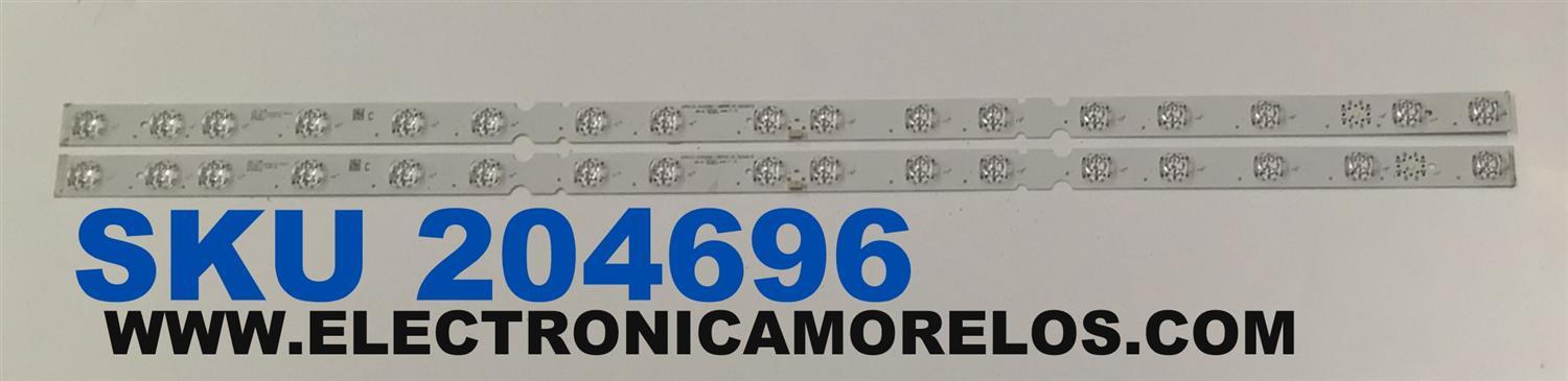 KIT DE LEDS ORIGINAL PARA TV TCL 2 PIEZAS / NUMERO DE PARTE 43TN1L2-ZX3030B1-18X2YH-V2-20240415 / 43TN1L2 / ZX3030B1 / 18X2YH-V2 / 20240415 / N0101-000507-A00 / 240511-32QJ4 / 578441 / 578442 / PANEL LVU430NDAL / PT430GT03-1 / MODELO 43Q51BG / 43Q51BR / 43Q5K