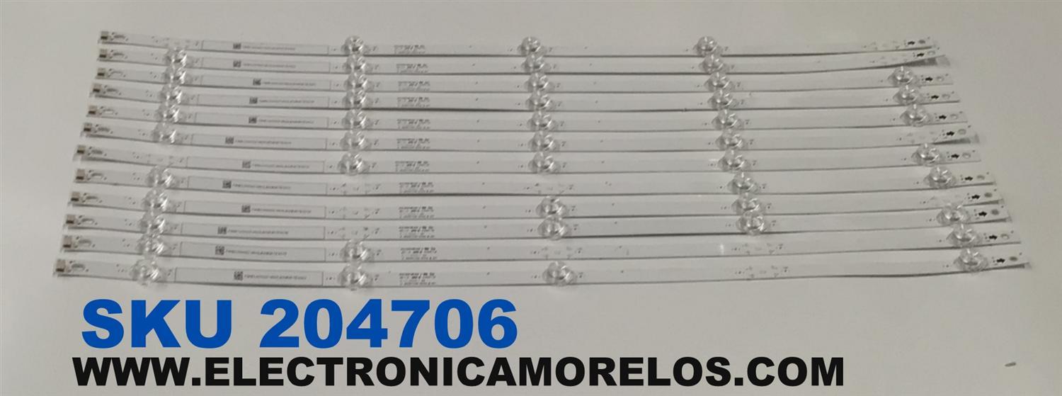 KIT DE LEDS PARA TV VIZIO ORIGINAL 12 PIEZAS / NUMERO DE PARTE JL.65051330-202GS-M / JL.65051330-202GS-M_V01 / 6C01B001WE00 A / FAMEC00002Z1AUXLB00EQCTE / PANEL V650DJB-E03 REV.C1 / DISPLAY V650DJB-203 / MODELO M65Q6-J09