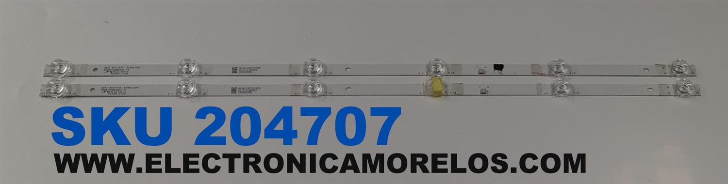 KIT DE LEDS PARA TV VIZIO ORIGINAL 2 PIEZAS / NUMERO DE PARTE 32HR332M06N02 / 32HR332M06N02 V1 / 32S1 / HR/08/230719 / 02L70/LL2B09R3C / 230101033950 / PANEL HK315WLEDM-JH2MH / DISPLAY PT320CT01-1 VER.1.3 / MODELO D32FM-K07 / VFD32M-0807