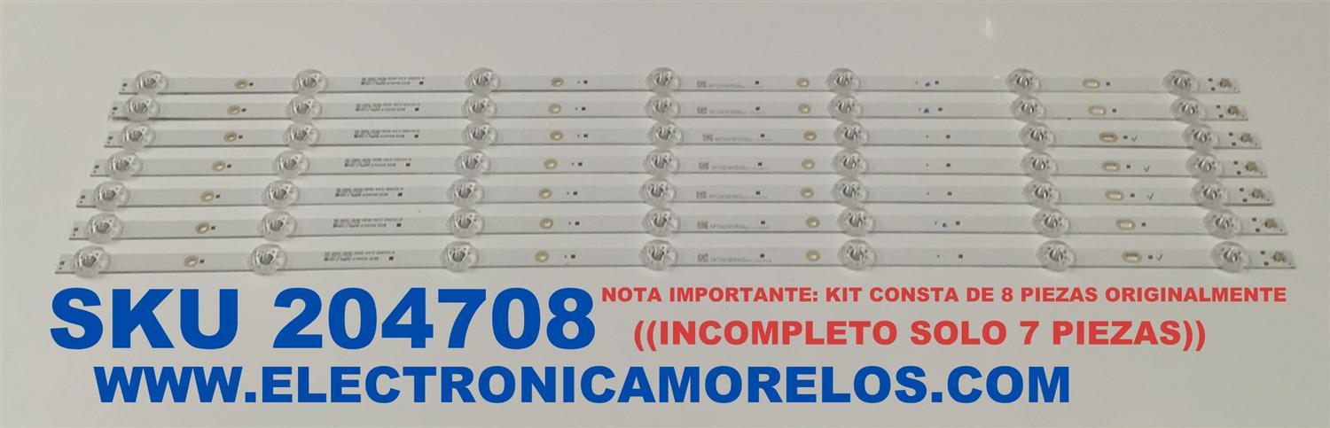 KIT DE LEDS PARA TV WESTINGHOUSE ORIGINAL / INCOMPLETO SOLO 7 PIEZAS / NUMERO DE PARTE 261501011520 / 06-65N1-3030-0D35-4X14-200724-A / 230101023600 / YF-LSL3L03NM6D / PANEL HK650WLEDM-SH8FH / MODELO WR65UX4210 / KIT CONSTA ORIGINALMENTE DE 8 PIEZAS