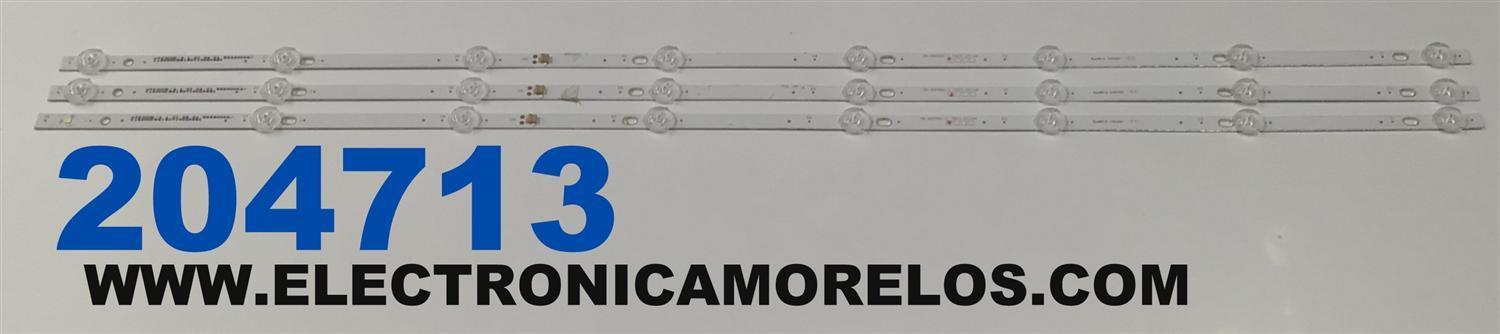 KIT DE LEDS PARA TV ORIGINAL 3 PIEZAS / NUMERO DE PARTE ZN-40K08A-3 / 70613 V2.1-0H / HPZ300E / 3.1.01.04.01.58240042 / C16000K5G1907100ZA98C / PANEL LSC400HN02 / MODELO KC40V2