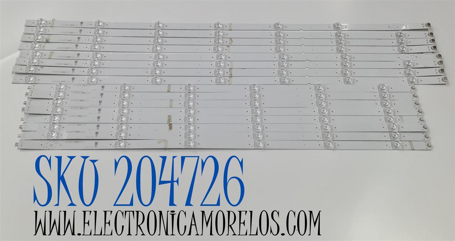 KIT DE LEDS PARA TV VIZIO ORIGINAL 16 PIEZAS / NUMERO DE PARTE LB7000V / LB7000V V1_03 / LB7000V V0_04 / 81010 / 31507B/31506C / LM70D / MAC3J6/MA83J6 / LR021/LL021 / MODELO M70Q6M-K03 