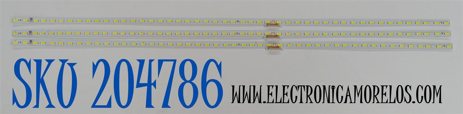 KIT DE LEDS ORIGINAL PARA TV SAMSUNG 3 PIEZAS / NUMERO DE PARTE BN96-48379A / L1_RU8K_G5_CEM_S24(2)_R1.0_SC4_100_LM41-00723A/LM41-00774A / 48379A / MODELO LH75QBR / LH75QBR / LH75QMRA / LH75QMR / LH75WMAWL / UN75RU800 / UN75RU8000 / UN75RU9000