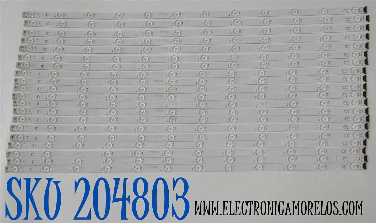 KIT DE LEDS ORIGINAL PARA TV SONY BARVIA 20 PIEZAS / NUMERO DE PARTE LB7502Y / LB7502Y V0_01 / 8598A / 7502Y000003 / 7Q2A3 / C75F / X916 N / PANEL YDDM075DGS11 / DISPLAY ST7461D04-6 V2.1 / MODELO XR-75X90CL / XR75X90CL