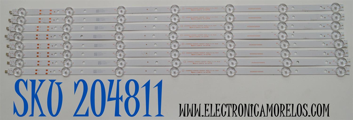 KIT DE LEDS ORIGINAL PARA TV VIZIO 8 PIEZAS / NUMERO DE PARTE 30365007055DS / LED65D07-ZC62AG-12DSEZF / 240909AF02 / 65000M97SH / 7S1P / PANEL V650DJB-Q02 (D2) / DISPLAY JR645R3HA3L / MODELO V4K65M-0810 / V4K65M-0810 LMC1VHA