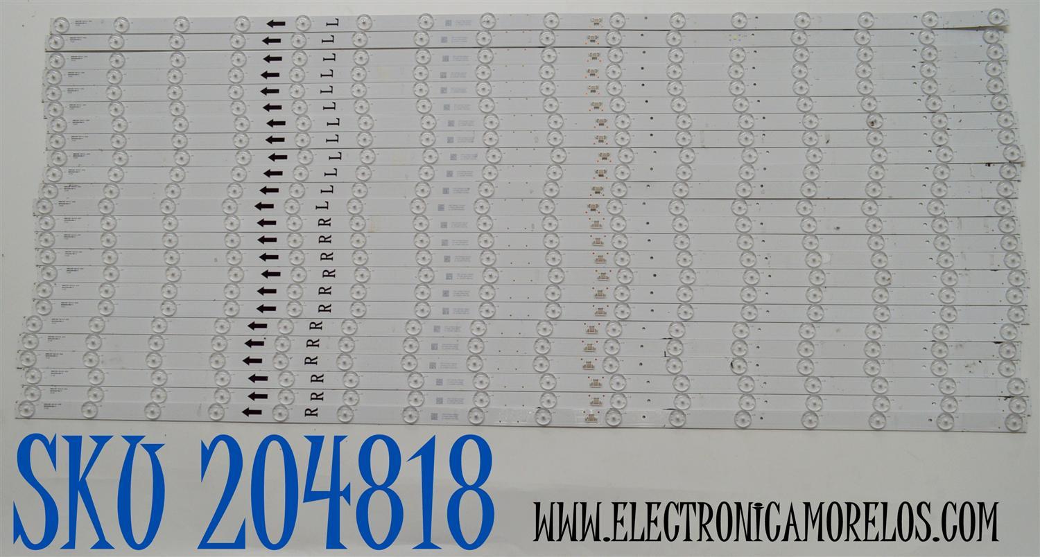 KIT DE LEDS ORIGINAL PARA TV LG 24 PIEZAS / NUMERO DE PARTE 98HR330M16A8 V1 / 98HR330M16B8 V1 / 98D8100S / 98D8100S 16 / 12 A-D09 / HR/17/240817 / 015X6/LJ2RC2R2D / 4L-ZX098T / PANEL LVU980C0DAN / DISPLAY ST9751D01-4 VER.2.2 / MODELO 98UT9000PUA.CUSCKH
