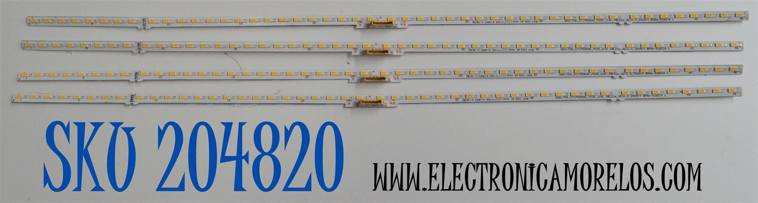 KIT DE LEDS ORIGINAL PARA TV SAMSUNG 4 PIEZAS / NUMERO DE PARTE BN96-52601A / Q60/70A_STC750A95__2INI_48LEDS_REV1.0_200914 BN96-52601A C / BN9652601A / PANEL CY-QA075FGHV7H / DISPLAY ST7461D02-M VER.2.1 / MODELO QN75Q7DAAFXZA