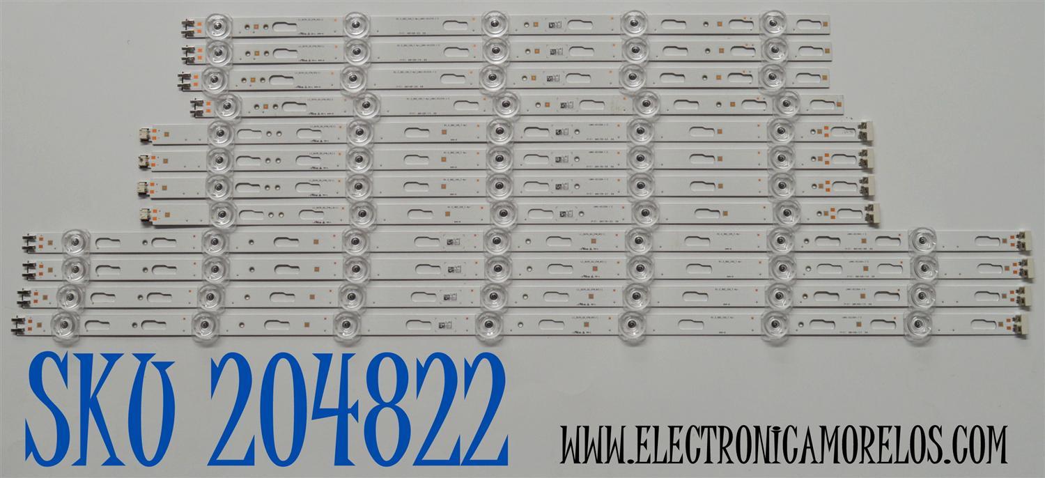 KIT DE LEDS ORIGINAL PARA TV SAMSUNG 12 PIEZAS / NUMERO DE PARTE BN96-58296A / BN96-58295A / BN96-58294A / L1_DU7K_G5_CFM_M7(1) / LM41-011574 / LM41-01156A / LM41-01155A / PANEL CY-BD075HGHV2H / DISPLAY ST7461D03-4 V2.1 / MODELO UN75DU7200BXZA