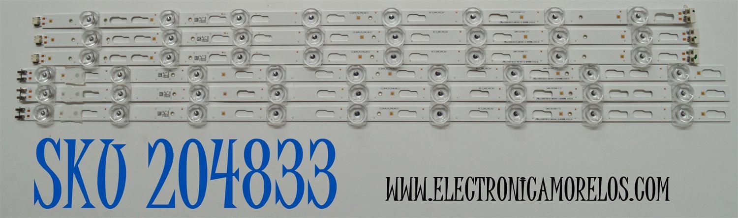 KIT DE LEDS ORIGINAL PARA TV SAMSUNG 6 PIEZAS / NUMERO DE PARTE BN96-58288A / BN96-58290A / LM41-01149A / LM41-01150A / L1_DU7K_F0_CFM_L8(1) / L1_DU7K_F0_CFM_R9(1) / R1.1_XAK_100_7PI / PANEL CY-BD060HGSV1H / DISPLAY JE601R3HD3K /MODELO UN60DU6900FXZA UA01