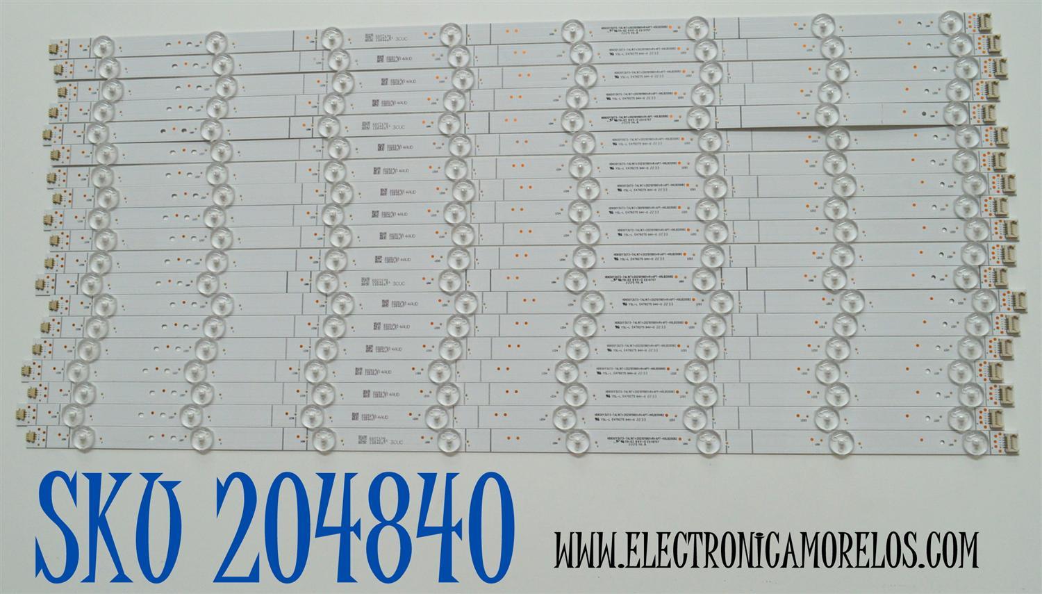 KIT DE LEDS ORIGINAL PARA TV 19 PIEZAS / NUMERO DE PARTE HXLB20082 / HD650YU73-TAL1KT+2021011901 / R / APT-HXLB20082 / 1254627 / MODELO 65"