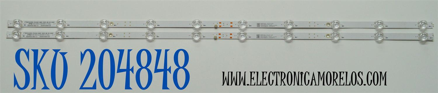 KIT DE LEDS ORIGINAL PARA TV VIZIO 2 PIEZAS / NUMERO DE PARTE 303HX430051CD / HFSX43D10-ZC42AG-09CD / B005P00108211A / 2300023151 / 70401-01850 / 240809AB04 / GC430M70 / PANEL BOEI430WU1 / DISPLAY HV430FHB-F91 / MODELO VFD43M-0804 / VFD43M-0804 LBVFU6JA