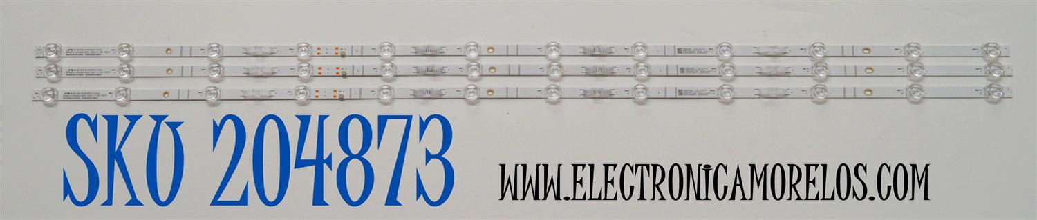 KIT DE LEDS ORIGINAL PARA TV VIZIO 3 PIEZAS / NUMERO DE PARTE 303GC550108CD / GC55D12-ZC42AG-03CD / B005P00107385A / 2300023190 / 70401-01873 / 240829BB03 / GC550M38 / PANEL BOEI550WQ1 / DISPLAY HV550QUB-F70 REV.2.0 / MODELO V4K55M-0804 LBVFV9GA
