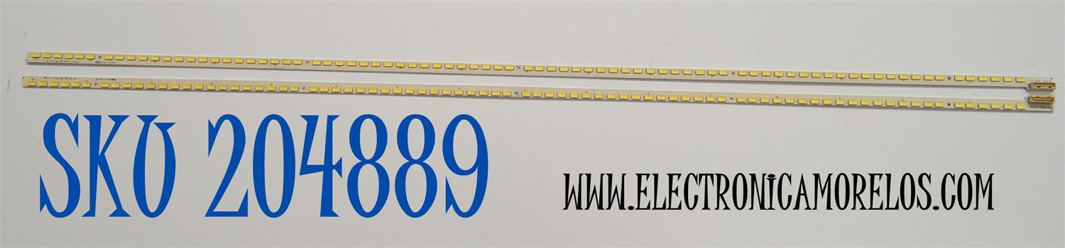 KIT DE LEDS ORIGINAL PARA TV LG 2 PIEZAS / NUMERO DE PARTE 55" V6 EDGE FHD / 55" V6 EDGE FHD REV1.0 1 L-TYPE / 55" V6 EDGE FHD REV1.0 1 R-TYPE / PANEL LC550EUF (SD)(A1) / MODELO 55LV355B-UA / 55LV355B-UA.AUSYLJR
