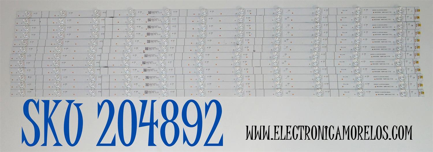 KIT DE LEDS ORIGINAL PARA TV HISENSE 12 PIEZAS / NUMERO DE PARTE LB8500N.0 / HD850H1U51-TAL / 2023072801 / LB8500N.0 / 1314914 / 7MU1 / 7UL2 / PANEL HD850HIU52-T0LF\ROH / DISPLAY T850QVN03.7 / MODELO 85QD75N
