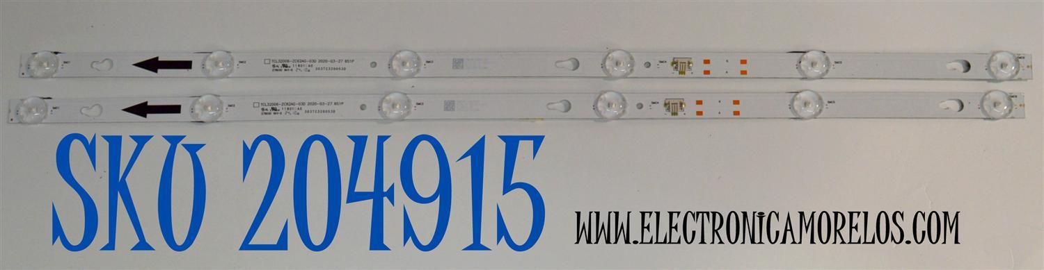 KIT DE LEDS ORIGINAL PARA TV PHILIPS 2 PIEZAS / NUMERO DE PARTE 303TC320053D / TCL32D06-ZC62AG-03D / 4C-LB320T-ZCP / 240327AC01 / TC3320M61 / PANEL LVF320CSDX E0003 / DISPLAY ST3151B07-2 VER.2.1 / MODELO 32PFL6573/F7