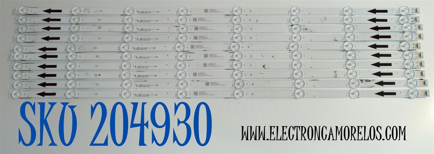KIT DE LEDS ORIGINAL PARA TV PHILIPS 10 PIEZAS / NUMERO DE PARTE JL.D70081330-004AS-M / JL.D70081330-004AS-M_V01 / 21BF53-0 / D240603 / T302 26095 / 4L-ZX070T-JF001C / PANEL LVU700CHDX / T8-70D6220-LPY002 / DISPLAY CV700U2-T01 / MODELO 70PUL7553/F7