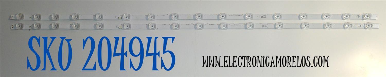 KIT DE LEDS ORIGINAL PARA TV SAMSUNG 2 PIEZAS / NUMERO DE PARTE BN96-60373A / LM41-01194A / L1_FU8K_E0 / CFM_S16(1) / R1.0_YB6_100_6Pi / 60373A / PANEL CY-BF050HGNV3H / DISPLAY V500DJ7-QE1 / BN96-59506A / MODELO UN50U8000FBXZA / UN50U8000FBXZA DB01