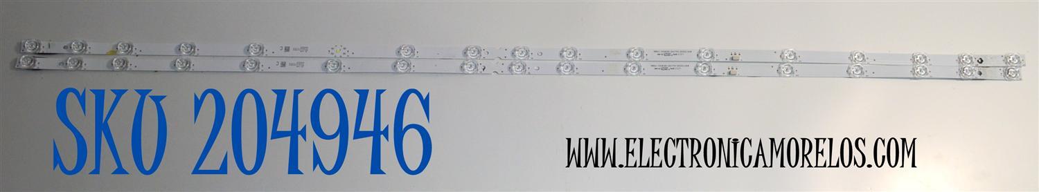 KIT DE LEDS ORIGINAL PARA TV TCL 2 PIEZAS / NUMERO DE PARTE 58S11-ZX3030-2X17YH / 58S11-ZX3030-2X17YH-20221118W / B0101-000980 / 230609-31NL5 / PANEL LVU580NDEL / DISPLAY CV580U3-L02 REV:01 / MODELO 58S470G