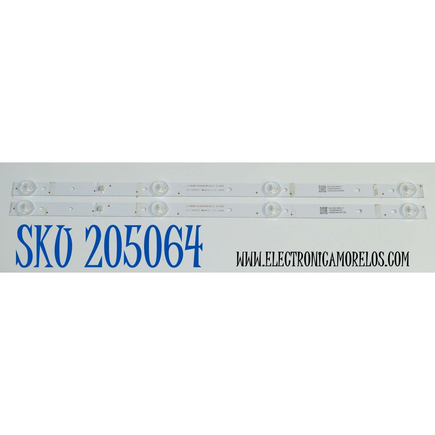 KIT DE LEDS ORIGINAL PARA TV JVC 2 PIEZAS / NUMERO DE PARTE JJ-0680-D24030401EM-S / 035-236-3030-11 / T220N3NWA75 / 230925JA5 / PANEL LVW240CMDO / DISPLAY V236BJ1-P01 REV.CB / MODELO SI24R