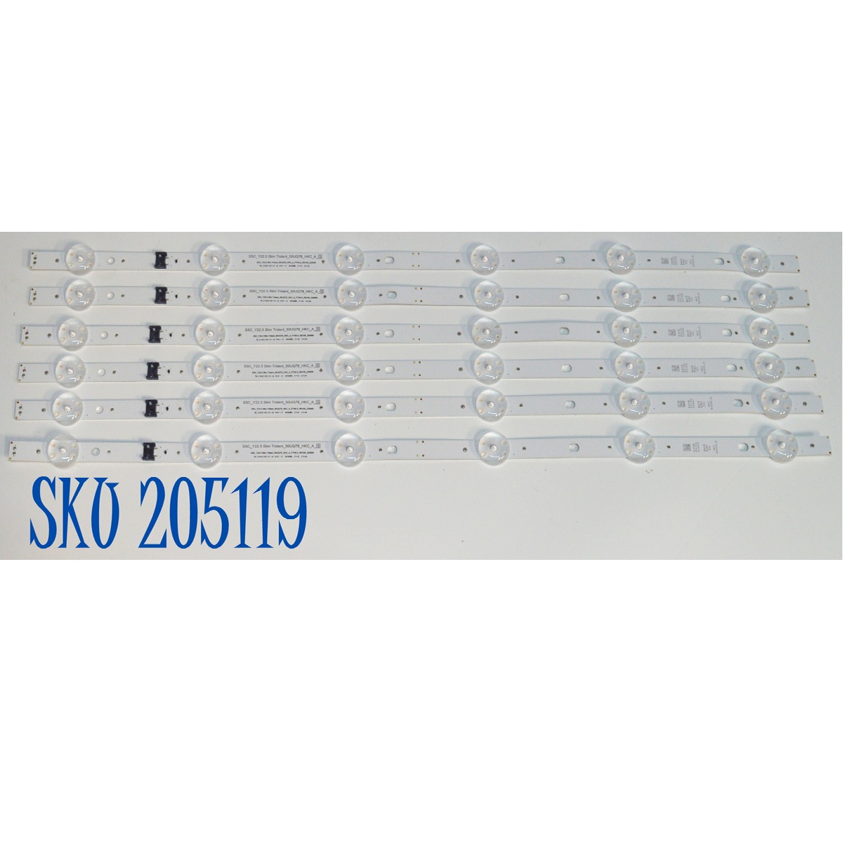 KIT DE LEDS ORIGINAL PARA TV LG 6 PIEZAS / NUMERO DE PARTE EAV65050801 / SSC_Y22.5 SLIM TRIDENT_50UQ79_HKC_A_S / SSC_Y22.5 SLIM TRIDENT_50UQ79_HKC_APTN0.5_REV00_220609 / HKC500M0_D / PANEL NC500TQG-VHKHC / DISPLAY PT500GT02-5 VER.1.0 / MODELO 50UR7800PSB / 50UR7800PSB.BWMSLJM