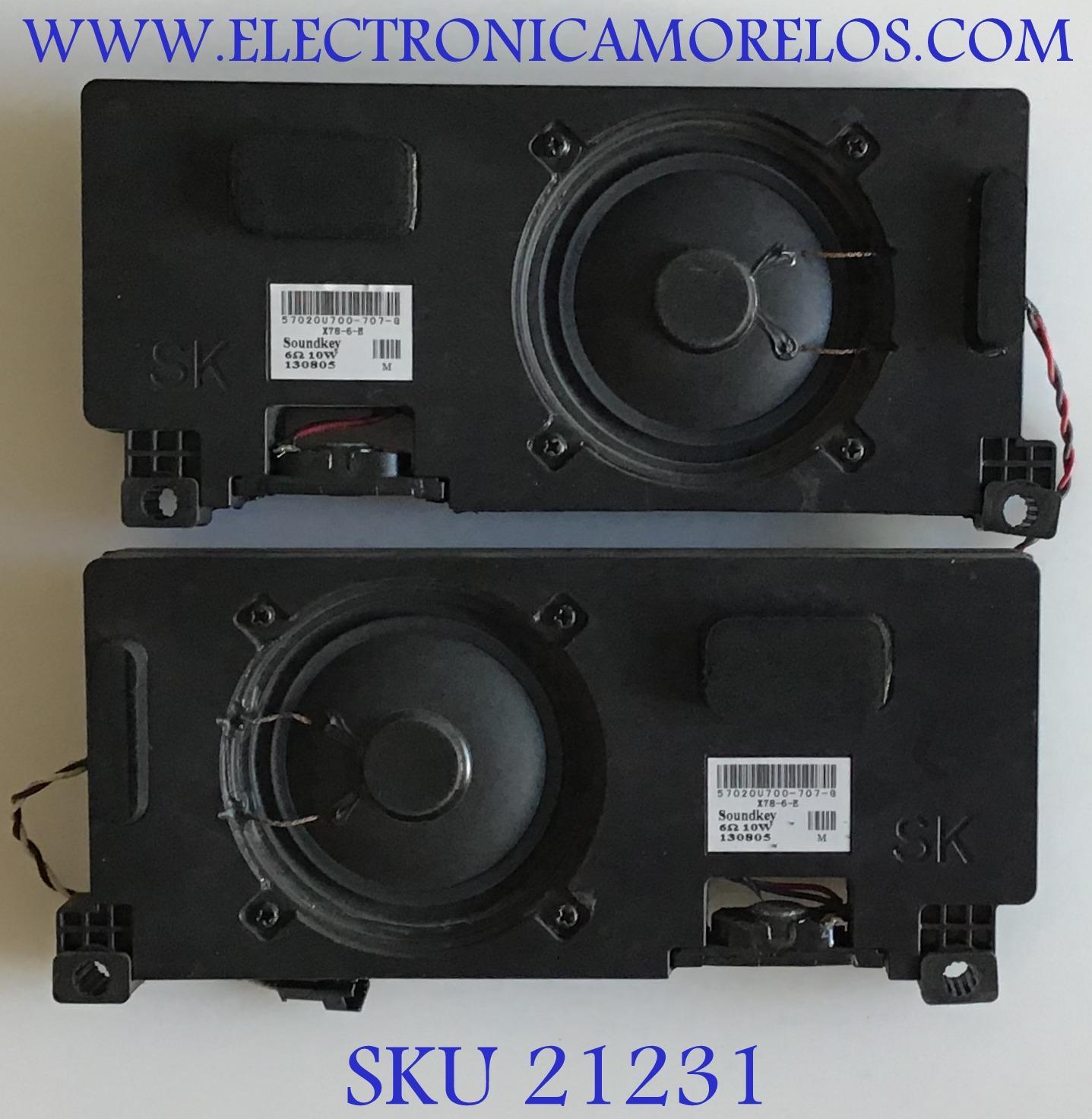 BOCINAS PARA TV VIZIO / NUMERO DE PARTE 57020 / 57020U700 / 57020RR00-35C-G / 130805 / X78-6-E / PANEL JE695D3LB2N / MODELO E701I-A3