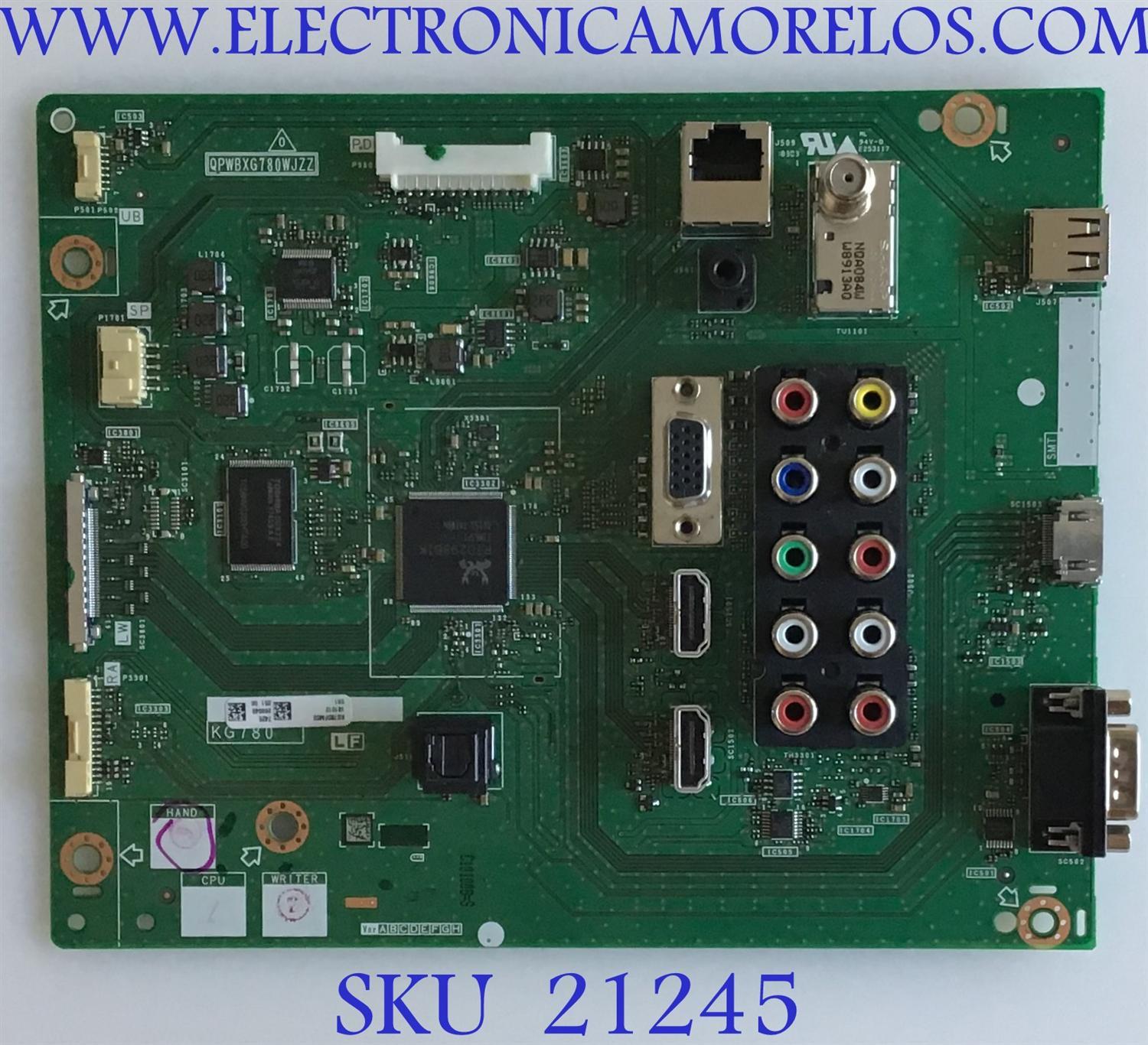 MAIN SHARP / DUNTKG78FM03 / QPWBXG780WJZZ / KG780FM03 / 742E / RUNTKB431WJQZ / JSD20282-003A / PANEL JE800D3GW65X / MODELOS PN-LE801 / LE-80LE661U / LC-80LE661UB